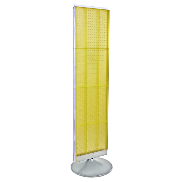 Two-Sided Pegboard Floor Display on a Silver Round Non-Revolving Base